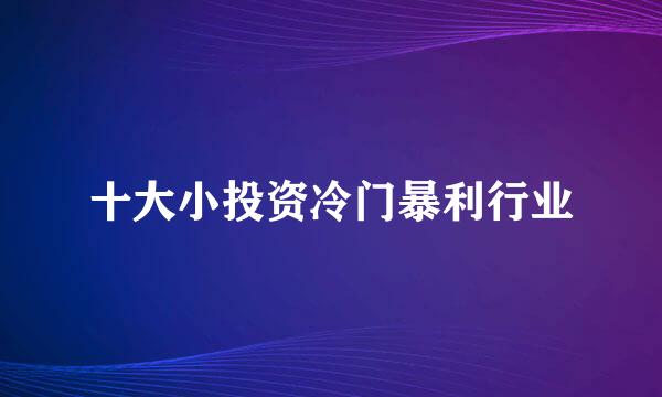 十大小投资冷门暴利行业