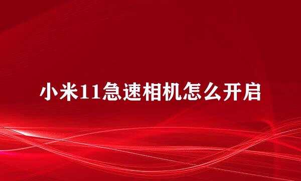 小米11急速相机怎么开启