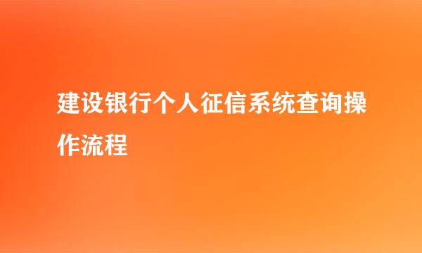 建设银行个人征信系统查询操作流程