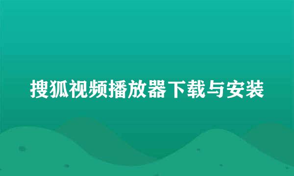 搜狐视频播放器下载与安装