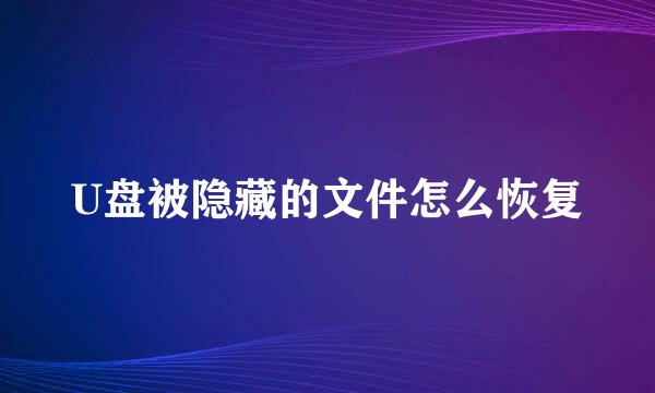 U盘被隐藏的文件怎么恢复