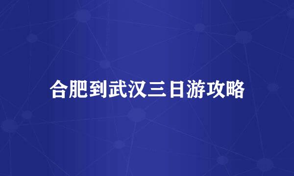 合肥到武汉三日游攻略