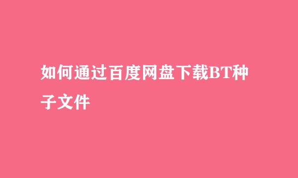 如何通过百度网盘下载BT种子文件