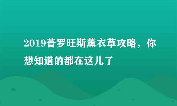 2019普罗旺斯薰衣草攻略，你想知道的都在这儿了