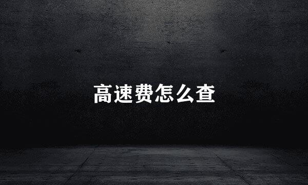 高速费怎么查