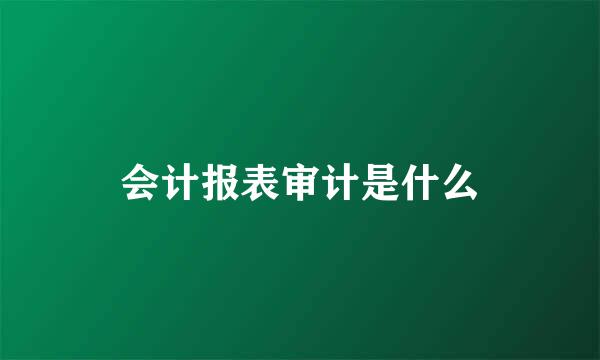 会计报表审计是什么