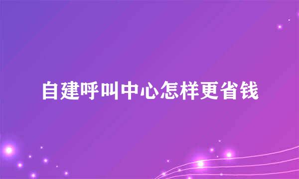 自建呼叫中心怎样更省钱