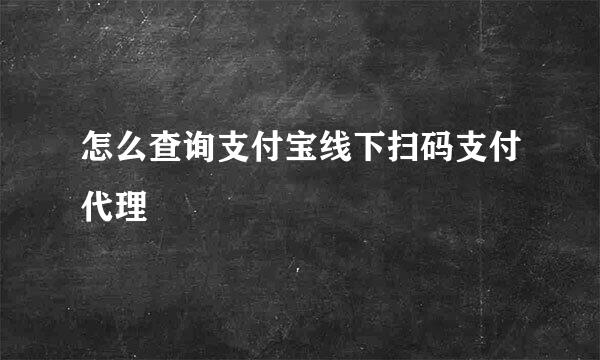 怎么查询支付宝线下扫码支付代理