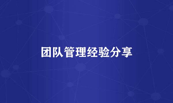 团队管理经验分享