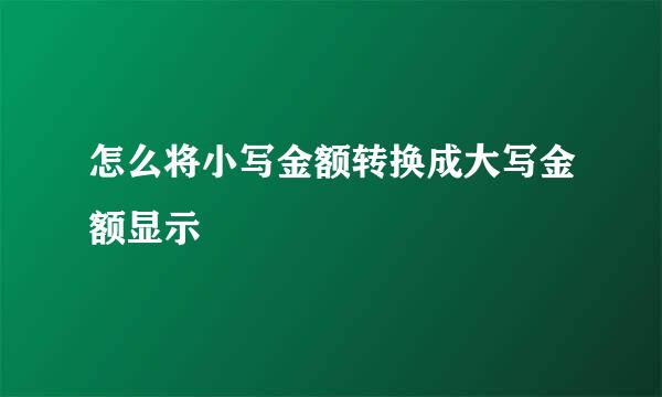 怎么将小写金额转换成大写金额显示