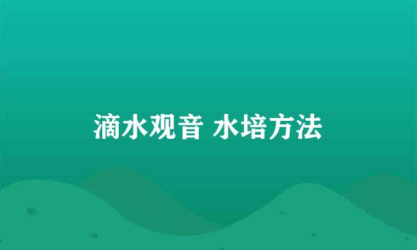 滴水观音 水培方法