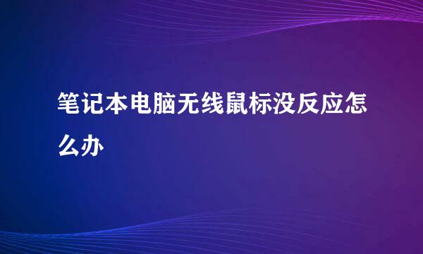 笔记本电脑无线鼠标没反应怎么办