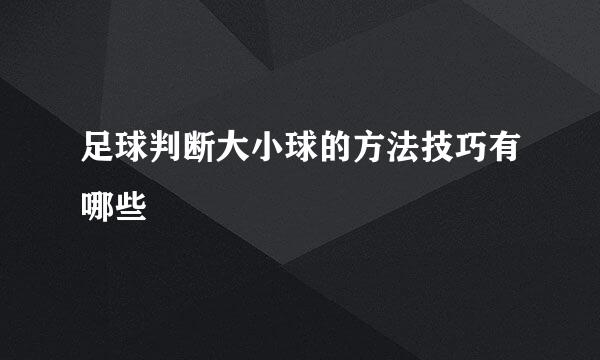 足球判断大小球的方法技巧有哪些