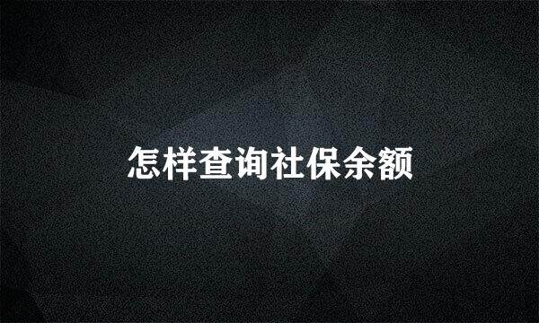 怎样查询社保余额