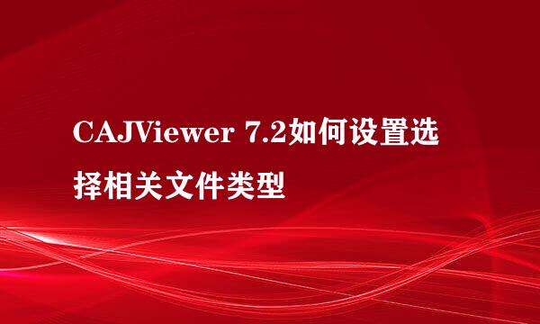 CAJViewer 7.2如何设置选择相关文件类型