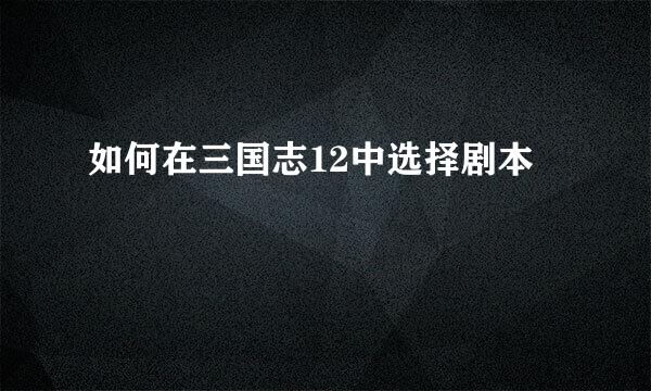 如何在三国志12中选择剧本