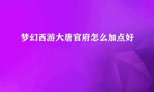 梦幻西游大唐官府怎么加点好