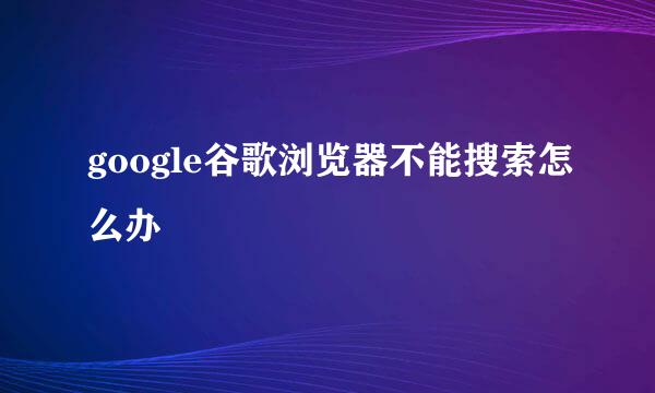 google谷歌浏览器不能搜索怎么办