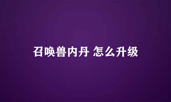 召唤兽内丹 怎么升级