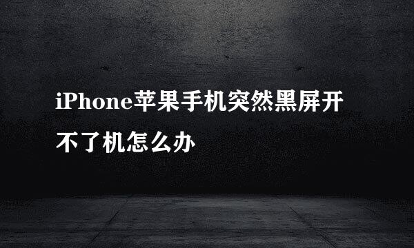 iPhone苹果手机突然黑屏开不了机怎么办