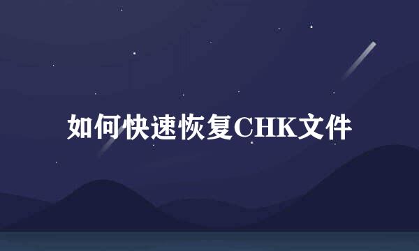 如何快速恢复CHK文件