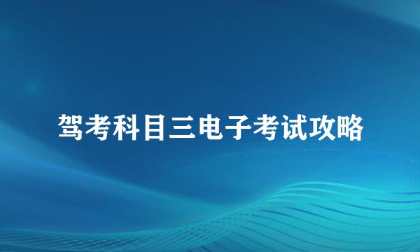 驾考科目三电子考试攻略