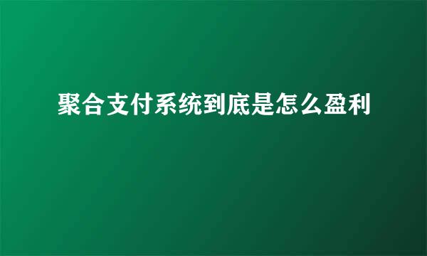 聚合支付系统到底是怎么盈利