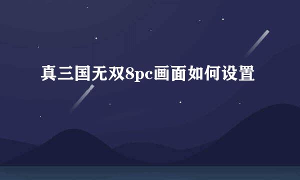 真三国无双8pc画面如何设置