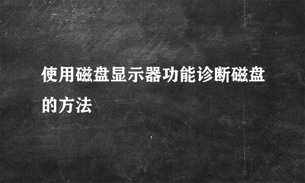 使用磁盘显示器功能诊断磁盘的方法