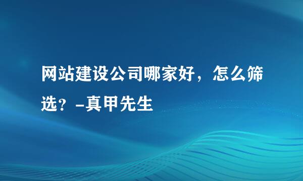 网站建设公司哪家好，怎么筛选？-真甲先生