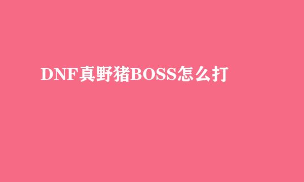 DNF真野猪BOSS怎么打