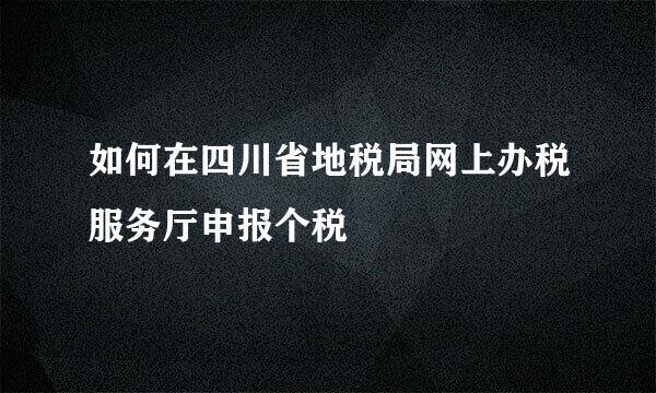 如何在四川省地税局网上办税服务厅申报个税