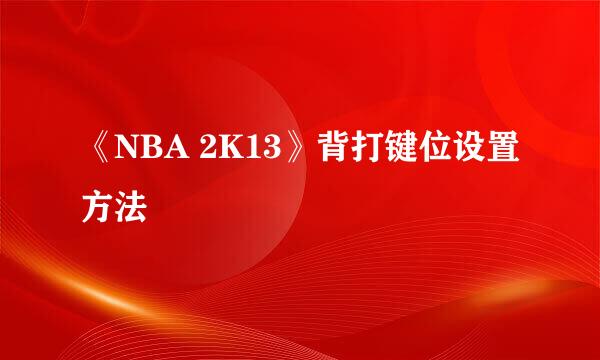 《NBA 2K13》背打键位设置方法