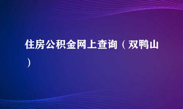 住房公积金网上查询（双鸭山）