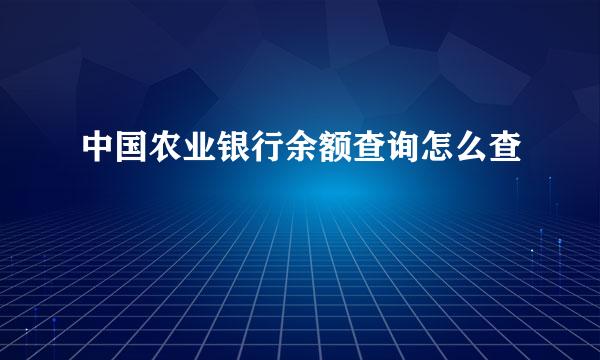 中国农业银行余额查询怎么查