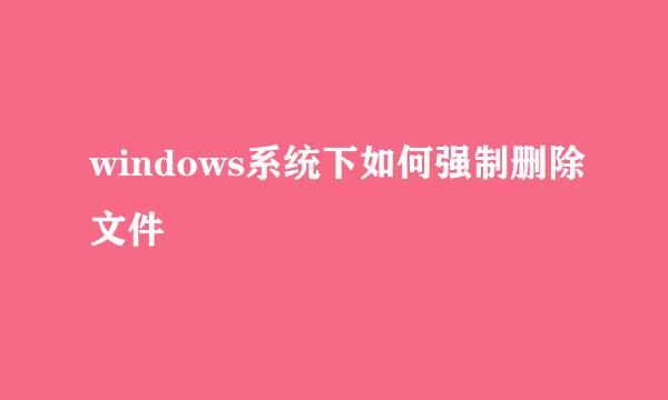 windows系统下如何强制删除文件