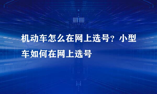 机动车怎么在网上选号？小型车如何在网上选号