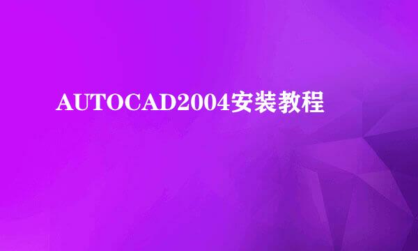 AUTOCAD2004安装教程