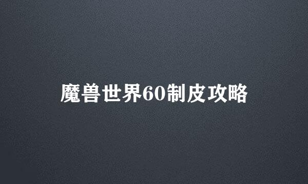 魔兽世界60制皮攻略