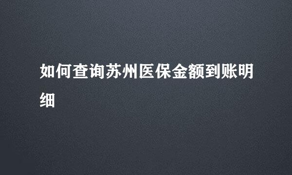 如何查询苏州医保金额到账明细