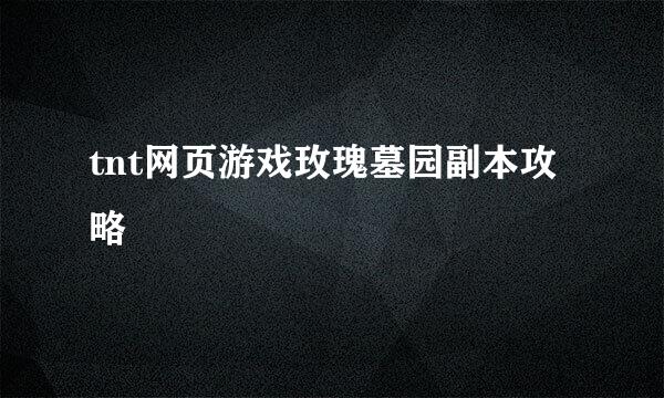 tnt网页游戏玫瑰墓园副本攻略