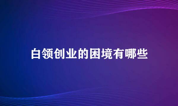 白领创业的困境有哪些