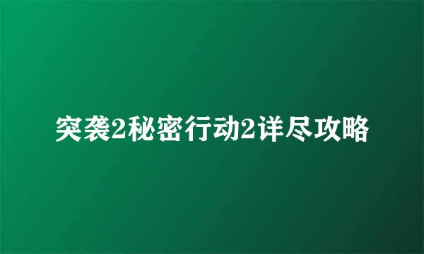 突袭2秘密行动2详尽攻略