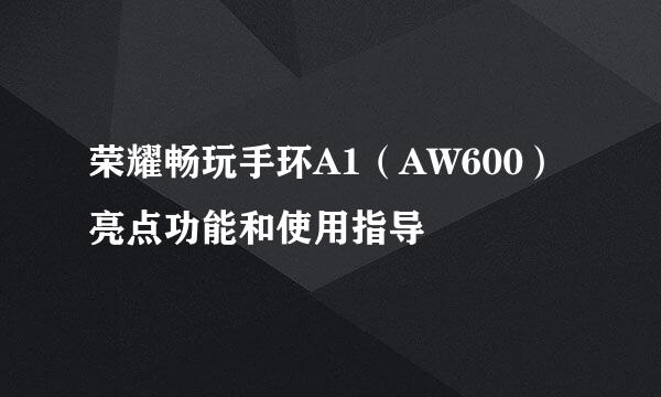 荣耀畅玩手环A1（AW600）亮点功能和使用指导