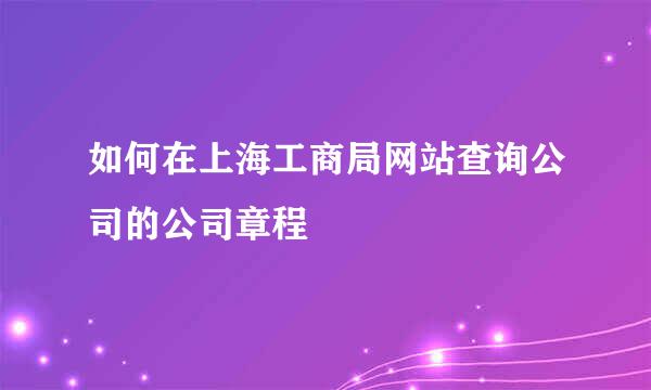 如何在上海工商局网站查询公司的公司章程