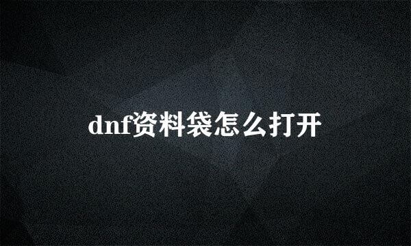 dnf资料袋怎么打开