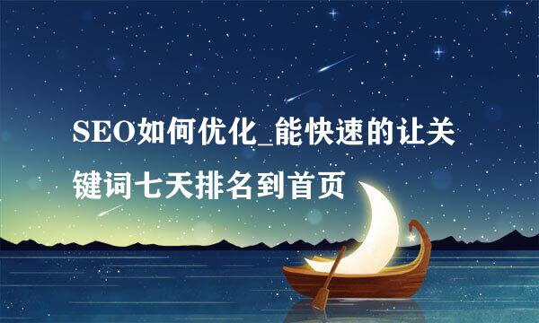 SEO如何优化_能快速的让关键词七天排名到首页