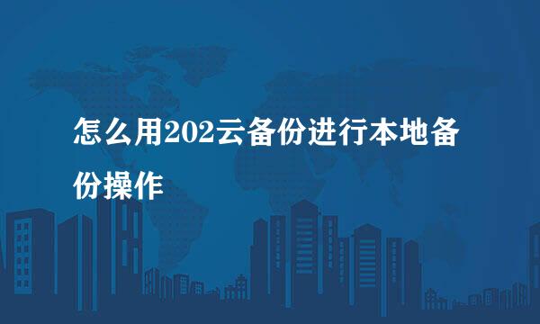 怎么用202云备份进行本地备份操作