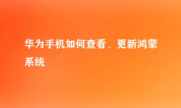 华为手机如何查看、更新鸿蒙系统