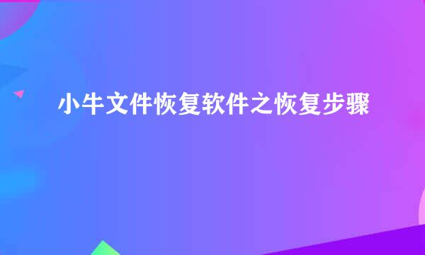 小牛文件恢复软件之恢复步骤